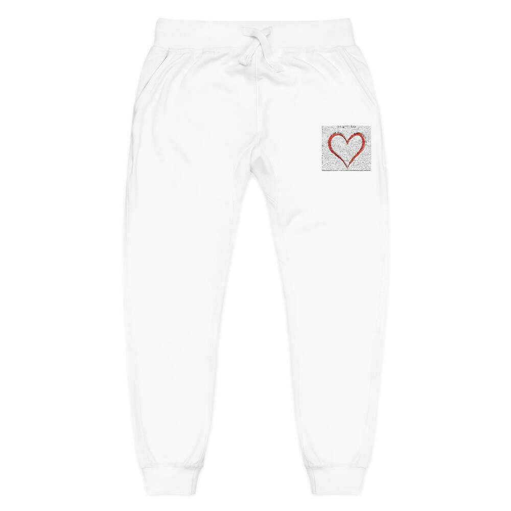 Red Scribble Heart Embroidered Sweatpants | Valentine's Heart Joggers